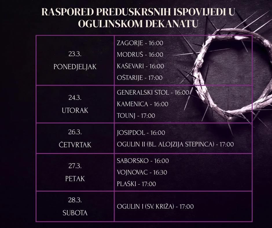 Korizmena ispovijed po dekanatu